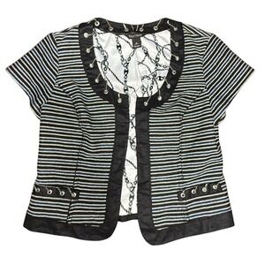 White House Black Market Striped Knit Jacket‎ Open Front Blazer Size 10